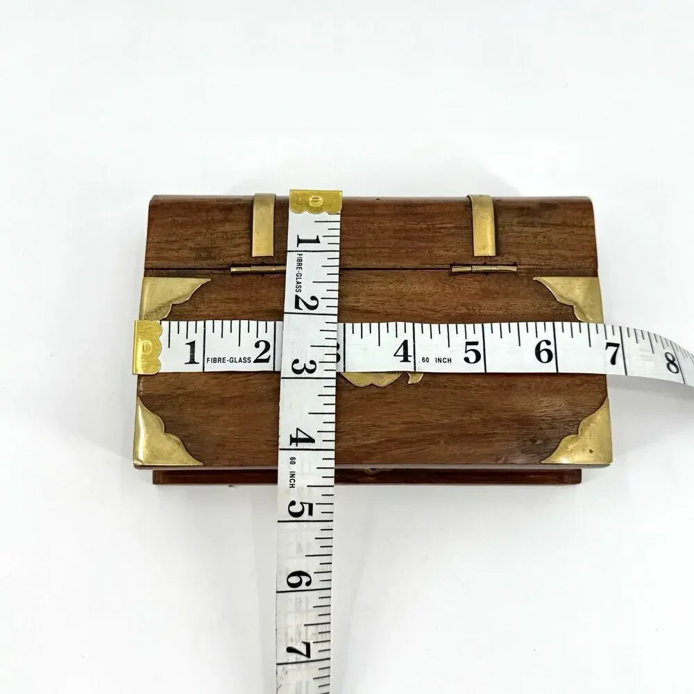 VTG 1970s House Of Lloyd Book-Shaped Brass & Wood Faux-Book Trinket Lock Box